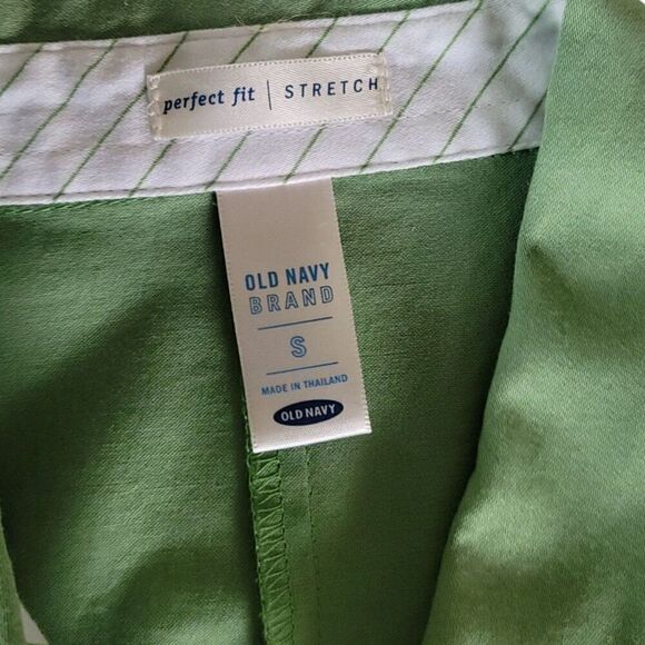 Old Navy Green Button Down Perfect Fit Stretch Shirt Size S - Picture 5 of 7